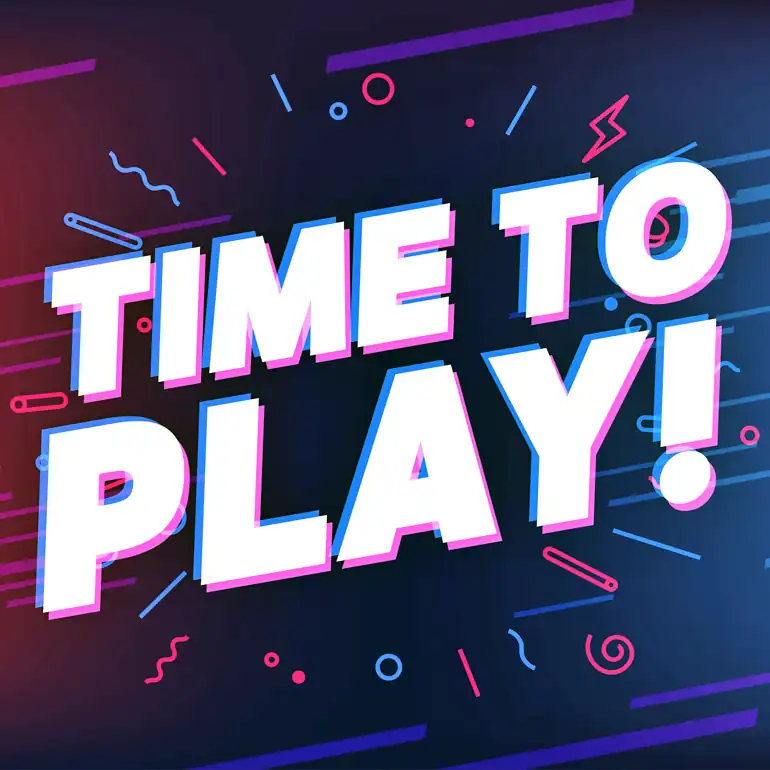 Schriftzug mit dem Text "Time to play!"